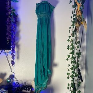 womens american rag strapless dress teal/blue/green